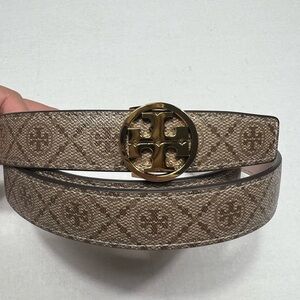 Tory Burch Miller Belt With Monogram Print In Brown/Pink Size: S